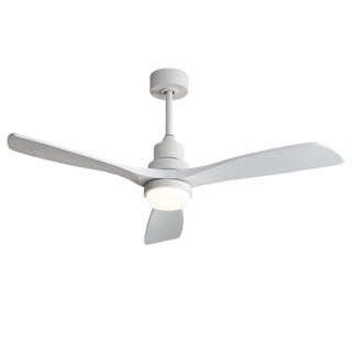52" Blade Ceiling Fan With Remote Controlled LED Light And Quiet DC Motor - White