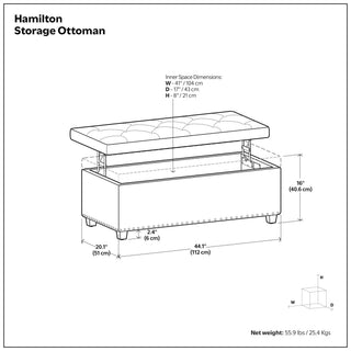 Hamilton - Upholstered Lift Top Rectangular Storage Ottoman