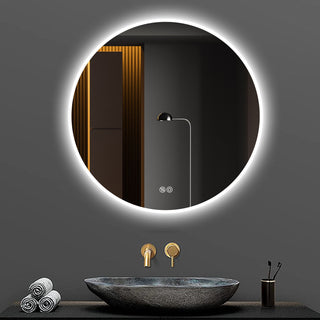 Round LED Bathroom Mirror With Adjustable Lights, Anti Fog & Dimmable For Home Decor - Silver