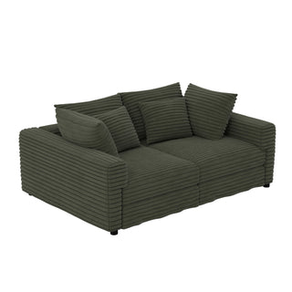 Convertible Deep Seat Sofa With Soft Pillows And Ottomans