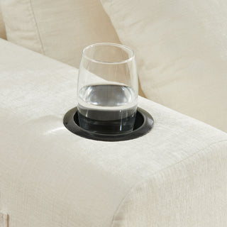 L - Shaped Sectional Sofa With Cup Holders & Side Pockets