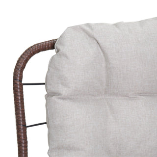 Patio Loveseat Sofa With Extra Thick Tufted Cushion - Brown
