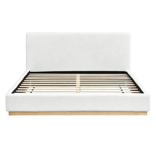 Queen Upholstered Bed - Natural / White