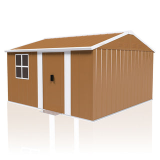 Heavy Duty Metal Storage Shed With Windows And Lockable Door, Weatherproof Outdoor Garden Shed