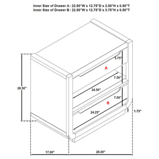 Bangor - 2 Drawer LED Nightstand With USB - Black
