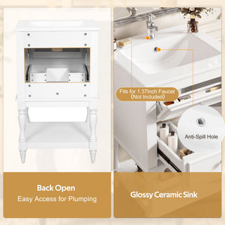 Retro Design Bathroom Vanity With Sink, 2 Drawer Storage Cabinet