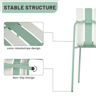 Single Chairs With Color Blocking Design (Set of 4) - Haze Green / White