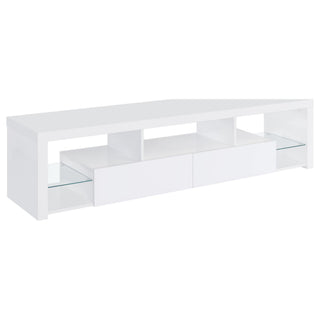 Lance - 2 Drawer TV Stand With Shelves - Gloss White