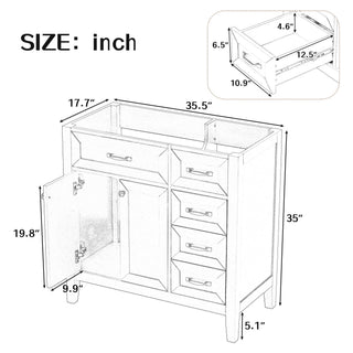 Modern Bathroom Vanity Base Only, 2 Doors And 3 Drawers