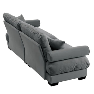 Modern Oversize Sofa With Cloud Like Comfort, Featuring Waist And Throw Pillows