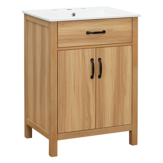 Bathroom Vanity With Flip Drawer, 2 Soft Close Doors, Adjustable Shelf And Ceramic Sink