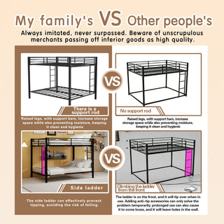 Bunk Bed For Kids, Convertible Frame With Ladders & Guardrail