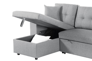 Daniel - Upholstered Reversible Sectional With Pull Out Loveseat - Light Gray