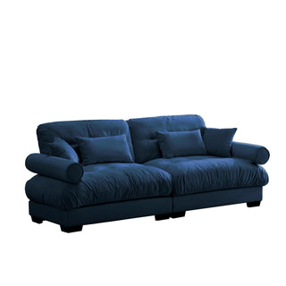 Modern Sofa With Bolstered Armrests And Pillows