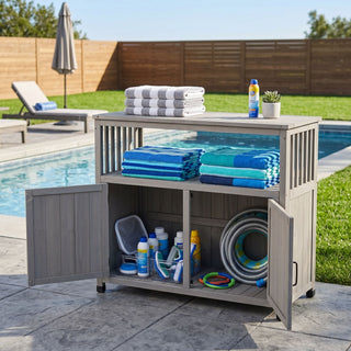 Patio Bar Table Set With Storage
