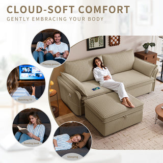 2 In 1 Convertible Sofa Bed, Multi Functional Living Room Furniture