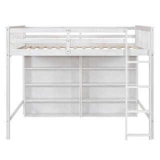 Loft Bed With 8 Open Storage Shelves And Built In Ladder