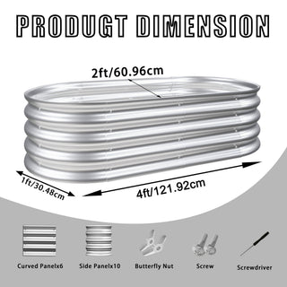 Heavy Duty Galvanized Raised Garden Bed Kit For Vegetables, Flowers & Herbs