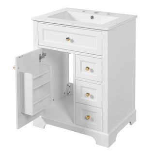 Modern Bathroom Vanity With Sink, 3 Drawers & Cabinet With 2 Tier Door Storage