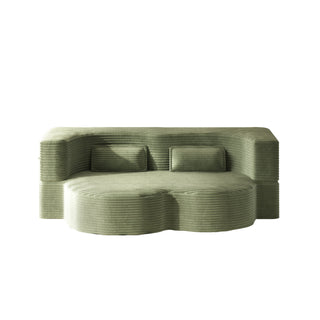 Modern Floor Sofa With 2 Pillows, Convertible Twin Size Folding Mattress For Living Room