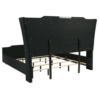 Mika - LED Upholstered Bed With Tufted Wingback Headboard And Ambient Lighting