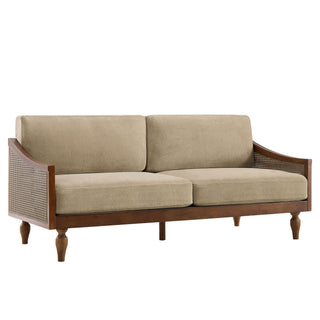 3 Seater Sofa With Rattan Armrests