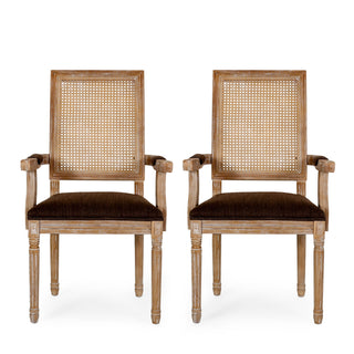 Upholstered Dining Chair With Cane Backrest