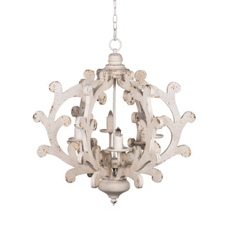 6 Light Chandelier, Hanging Light Fixture With Adjustable Chain For Kitchen, Bulb Not Included - White