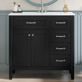 Modern Bathroom Vanity With Sink, Freestanding Design With Drawers And Doors