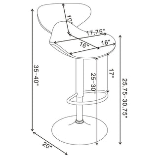 Bar Stool With Curved Design, Height Adjustable & Swivel Base (Set of 2) - Black