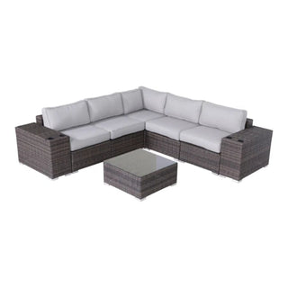 Modern Patio Rattan Sectional Set With Cushions