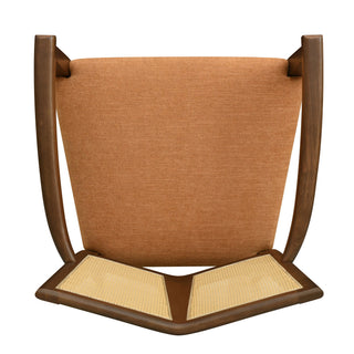 Mid Century Modern Arm Dining Chair Set With Rattan Backrest