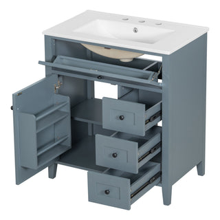 Bathroom Vanity With Sink, 3 Drawers And Adjustable Shelf