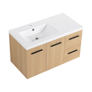 Wall Mounted Floating Bathroom Vanity With Sink, Door & Drawers Modular Cabinet