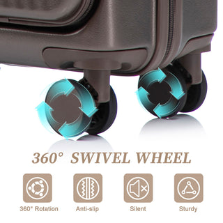 Luggage Set With Cosmetic Case, Combination Lock, Front Opening Design