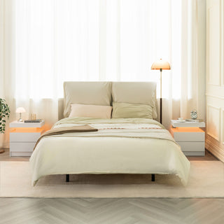 Modern LED Bedside Table Cabinet With Adjustable Lights And 2 Drawers - White