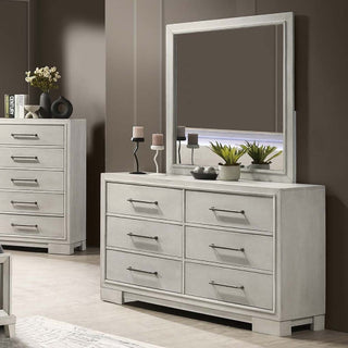 Dresser With Square Legs And Sleek Handles - Antique White
