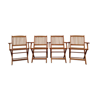 Foldable Patio Dining Set With 4 Folding Chairs For Indoor And Outdoor Use - Teak