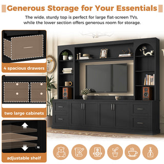 Arched Entertainment Center Wall Unit With Drawers, TV Stand