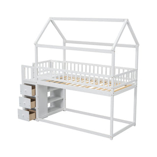 Bunk Bed With Shelves And Drawers, Storage Focused Design