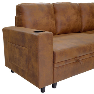 Upholstered L - Shape Sectional Sofa Bed With Pull Out Sleeper And Storage