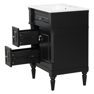 Freestanding Bathroom Vanity With Sink, Adjustable Shelf & Flip Drawer