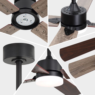 42" Ceiling Fan With Light And Memory Function, DC Reversible Motor, 4 Blades