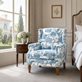 Accent Chair With Floral Upholstery And Nailhead Trim