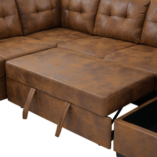 Arm Sectional And Pull Out Bed - Brown