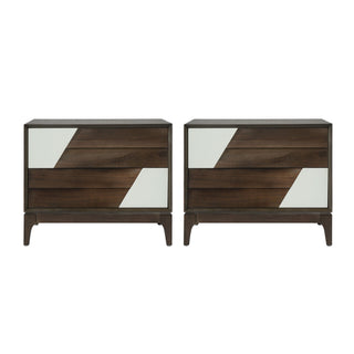Japandi 2 Drawer Nightstand With Geometric Design