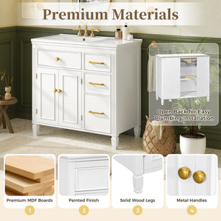 2 Piece Freestanding Bathroom Vanity Set With Sink Top, Reversible Dual Layout