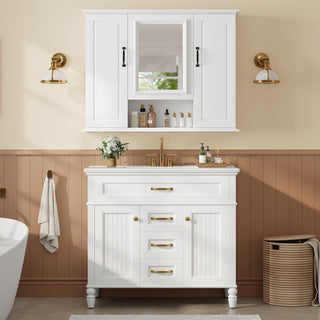Modern Freestanding Bathroom Vanity With Sink, Cabinet, Soft-Close Drawers, Tip-Out Tray