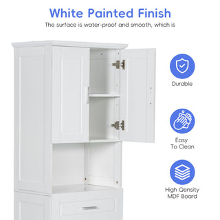 Tall Bathroom Cabinet With Tilt-Out Laundry Basket And Upper Storage