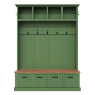 Hall Tree With Storage Bench Mudroom Coat Rack With 6 Hooks